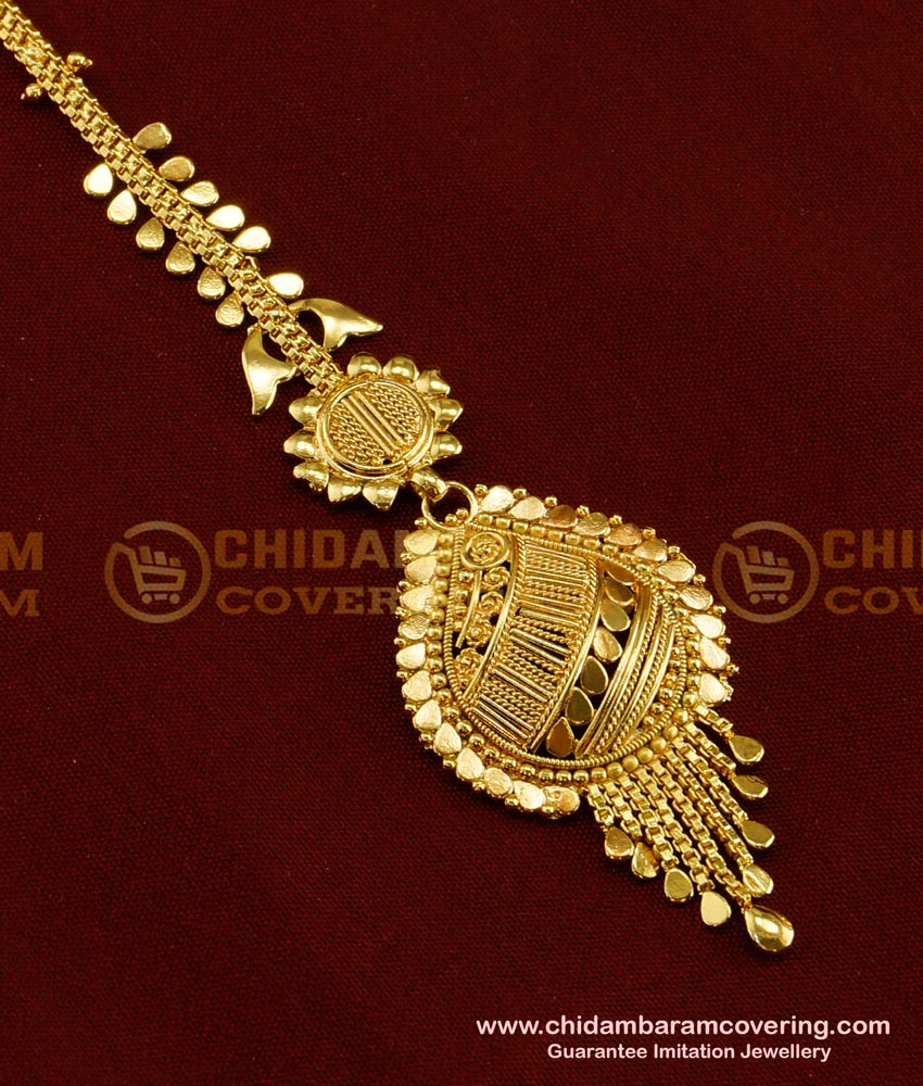 NCT059 - Light Weight Gold Maang Tikka Design Best Forehead Jewelry Buy Online 