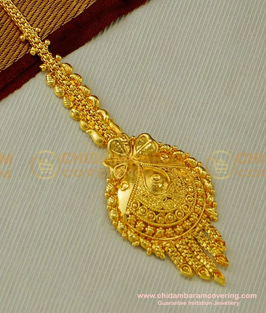 Buy Latest Gold Big Maang Tikka Design Pure Gold Plated Guarantee ...