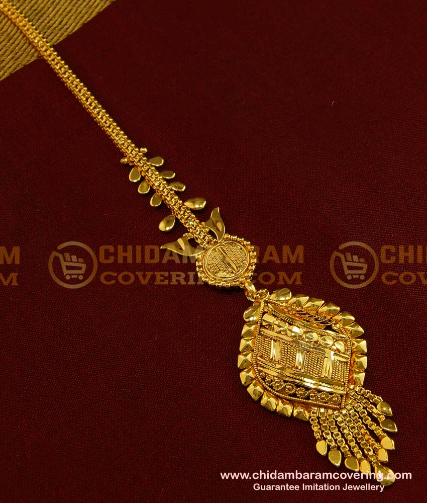 NCT085 - Wedding Plain Nethi Chutti One Gram Gold Maang Tikka Indian Hair Jewellery