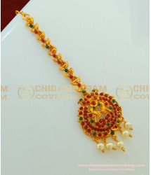 NCT093 - Temple Jewellery Attractive Ruby Emerald Stone Peacock Design Nethi chutti for Women