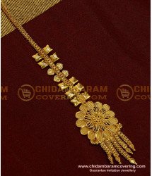 NCT111 - Latest Light Weight Flower Design Gold Covering Nethi Chutti for Wedding