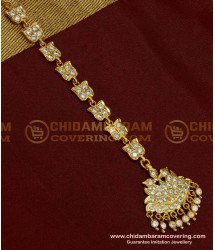 NCT114 - Impon One Gram Gold White Stone Nethi Chutti  Bridal Wear Maang Tikka Design 