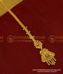 NCT117 - One Gram Gold Maang Tikka Single Ruby Stone Light Weight Bridal Wear Nethi Chutti Designs
