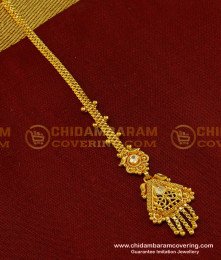 NCT118 - Gold Plated Maang Tikka Single Ruby White Stone Light Weight Bridal Wear Nethi Chutti Designs