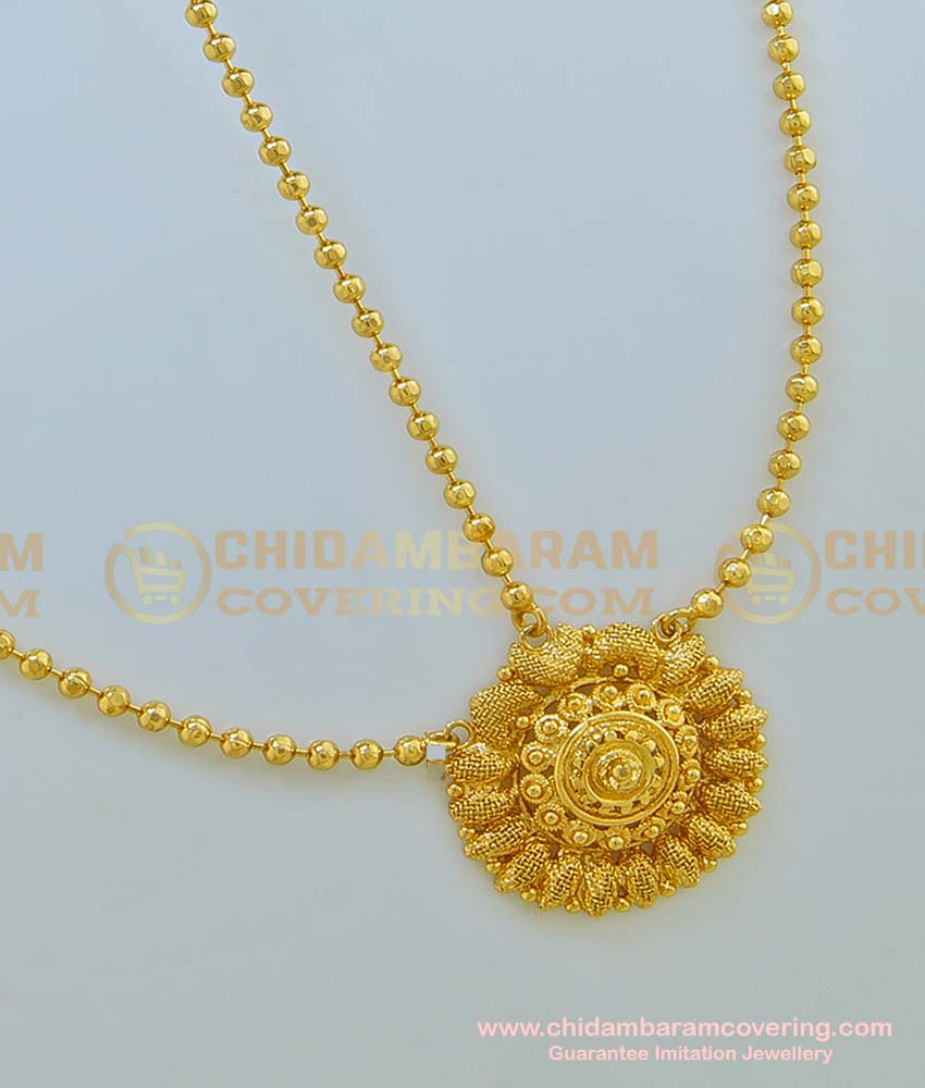 NCT132 - 1 Gram Gold Party Wear Gold Style Balls Chain Flower Design Matha Patti Designs Maang Tikka for Girls