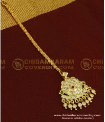 NCT148 - Buy Traditional Impon Gold Plated First Quality Multi Stone Gold Nethichutti Mang Tikka Design Online