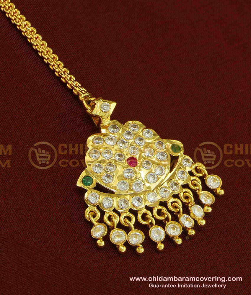 NCT148 - Buy Traditional Impon Gold Plated First Quality Multi Stone Gold Nethichutti Mang Tikka Design Online