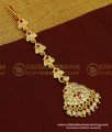 NCT150 - Impon One Gram Gold White and Pink Stone Nethichutti Bridal Wear Maang Tikka Design