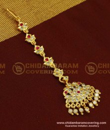 NCT151 - Real Gold Like Impon Stone Papidi Billa Designs Micro Gold Plated Maag Tikka for Bride 