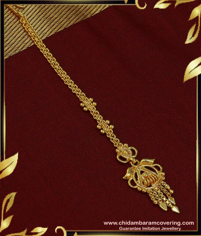 Buy 1 Gram Gold Plain Simple Maang Tikka Gold Jewellery Design ...