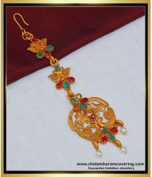 NCT205 - Temple Jewellery Peacock Design Nethichutti Bridal Wear Maang Tikka Designs Online