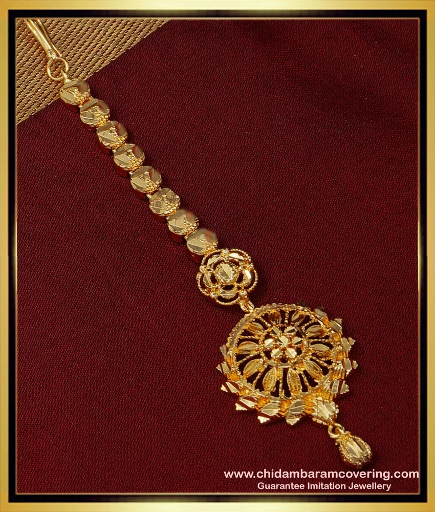 Buy Latest Plain Gold Design One Gram Gold Bridal Wear Maang Tikka ...