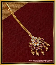 NCT233 - Trendy Kemp Stone Gold Plated Maang Tikka for Women 