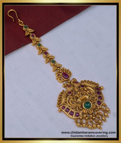 NCT242 - Premium Quality Antique Jewellery Lakshmi Model South Indian Nethichutti|Maang Tikka Online