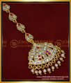 South Indian Bridal Jewellery White and Ruby Stone Maang Tikka 