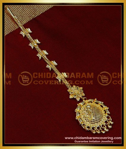 NCT270 - Beautiful Flower Design Gold Plated Bridal Maang Tikka