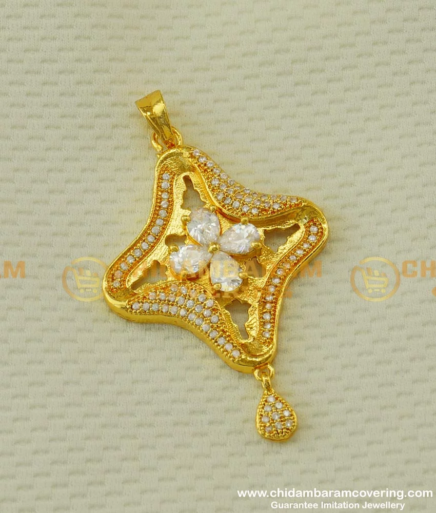 Buy Unique Sparkling American Diamond Pendant Gold Design for Female
