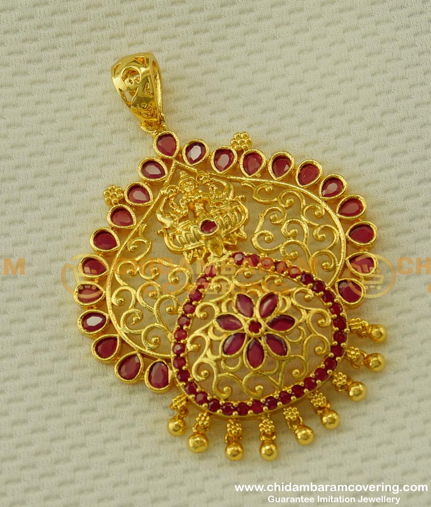 PND014 - Temple Jewellery Lakshmi Gold Pendant Design Big Pendant Collection Online