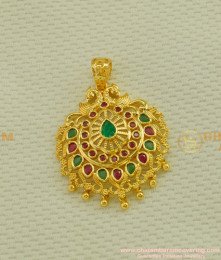 PND024 - Latest Ruby Emerald Stone Party Wear Pendant for Long Chain