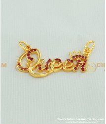 PND029 - Stylish Queen Locket One Gram Gold Ruby Stone Queen Letter Pendant for Chain