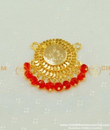 PND037 - One Gram Gold Crystal Hanging Lakshmi Round Locket Design Online