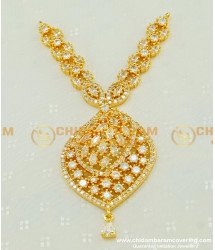 PND052 - Latest Sparkling American Diamond Long Pendant Gold Design for Chain