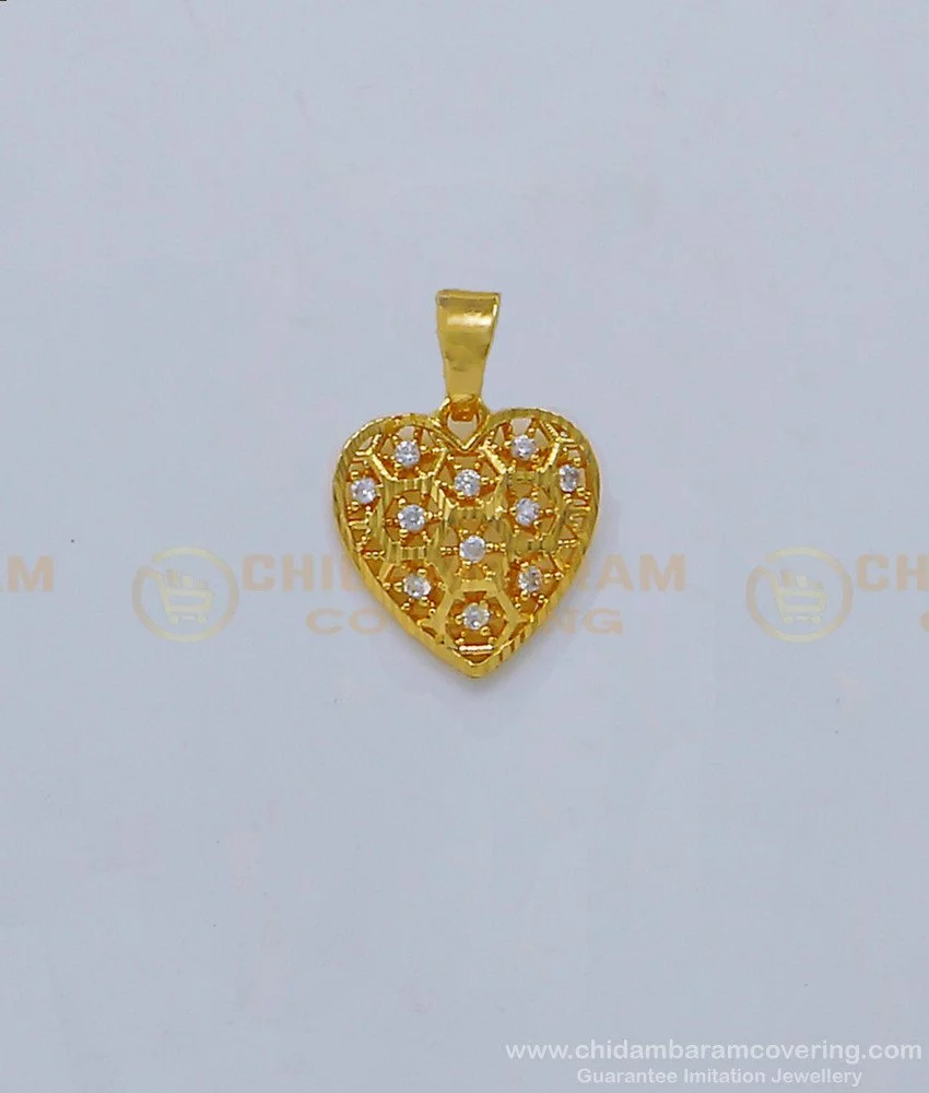 Buy Simple Heart Shape White Stone Small Pendant Design for Chain