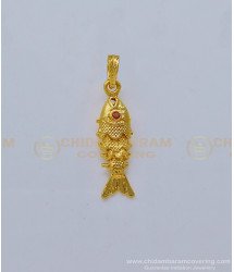 PND059 - One Gram Gold Ruby Stone Wiggling Fish Pendant Small Size Fish Dollar Online