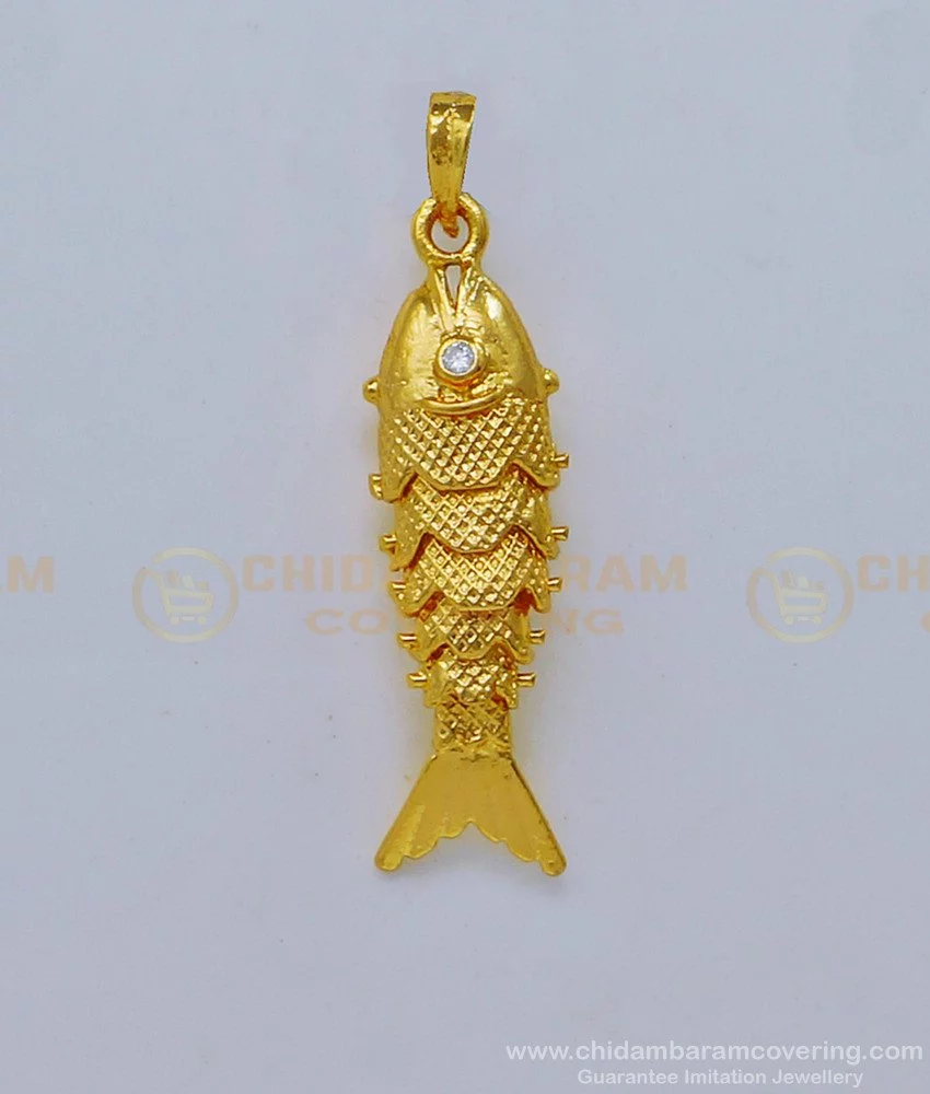 Buy Lucky Charm Male Gold Fish Pendant Design One Gram Gold Fish ...