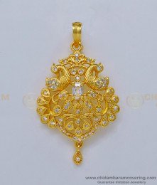 PND070 - Elegant White Stone Gold Pendant Designs and Gold Locket Designs for Women 