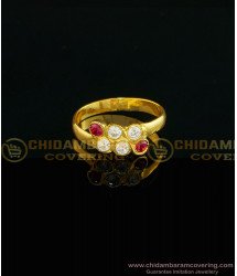 RNG022 - One Gram Gold Plated High Quality Five Metal Gold Stone Ring for Ladies 