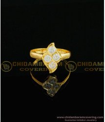 RNG024 - Real Gold Design Impon White Stone Ring Design Panchadathu Anguthi for Ladies 