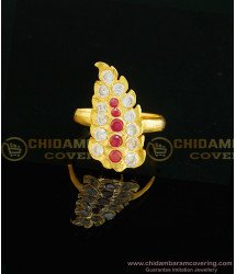 RNG026 - Impon Ilai Mothiram Bridal Wear Five Metal Leaf Design Stone Ring Online