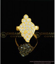 RNG030 - Chidambaram Covering Five Metal Full White Stone Ring Sangu Design Kal Mothiram for Women 