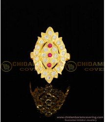 RNG036 - Chidambaram Covering Five Metal Gold Design Ad Stone Finger for Wedding 