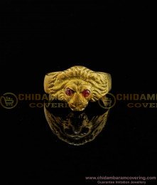 RNG050 - Chidambaram Covering Impon Ruby Stone Gents Lion Face ring 