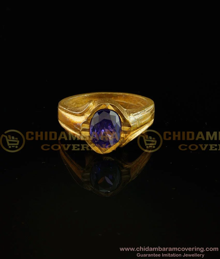 Blue Stone With Diamond Glittering Design Gold Plated Ring For Men - – Soni  Fashion®