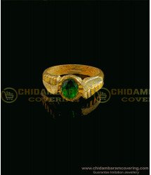 RNG055 - Panchaloha Impon Gents Ring Natural Color Daily Wear Green Stone Ring
