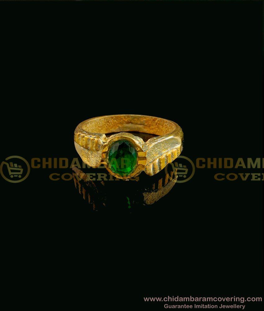 RNG055 - Panchaloha Impon Gents Ring Natural Color Daily Wear Green Stone Ring