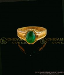 RNG057 - Original 5 Metal Jewellery Natural Colour Emerald Stone Daily Wear Impon Men’s Ring