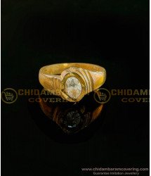 RNG062 - Panchaloha Impon Gents Ring Natural Color Daily Wear Single White Stone Ring