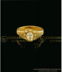 RNG064 - Impon Gents Ring Natural Color Single White Stone Ring Panchaloha Jewellery Online