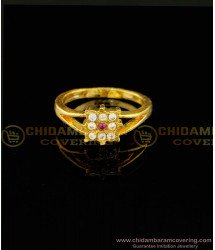 RNG070 - Five Metal Ad Stone Flower Design Gold Plated Original Impon Ladies Ring