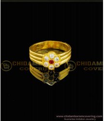 RNG072 - Original Panchaloha Flower Design Five Metal 1 Gram Gold Impon Stone Ring Online