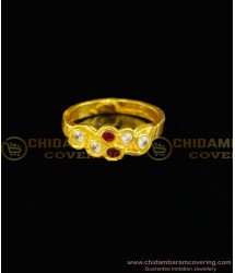 RNG074 - Simple Impon Daily Wear 1 Gram Gold Plated High Quality Five Metal Gold Stone Ring 