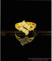 RNG076 - Real Gold Design White Stone Original Impon Finger Ring for Women
