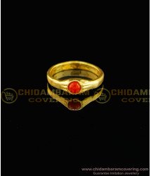 RNG082 - Pure Five Metal Daily Wear Red Coral Ring Impon Gold Plated Ladies Finger Ring Buy Online