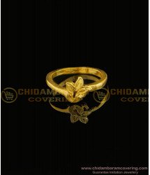 RNG097 - Ladies Finger Ring Gold Plated Leaf Design Artificial Impon Jewelery 