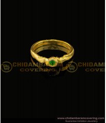 RNG100 - Elegant Slim Single Stone Emerald 5 Metal Impon 1 Gram Gold Ring for Female