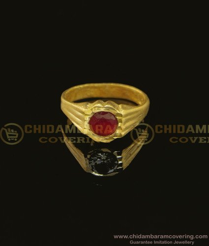 RNG116 - Buy Astrological Ring for Men Red Color Single Stone Impon Ring Online India  